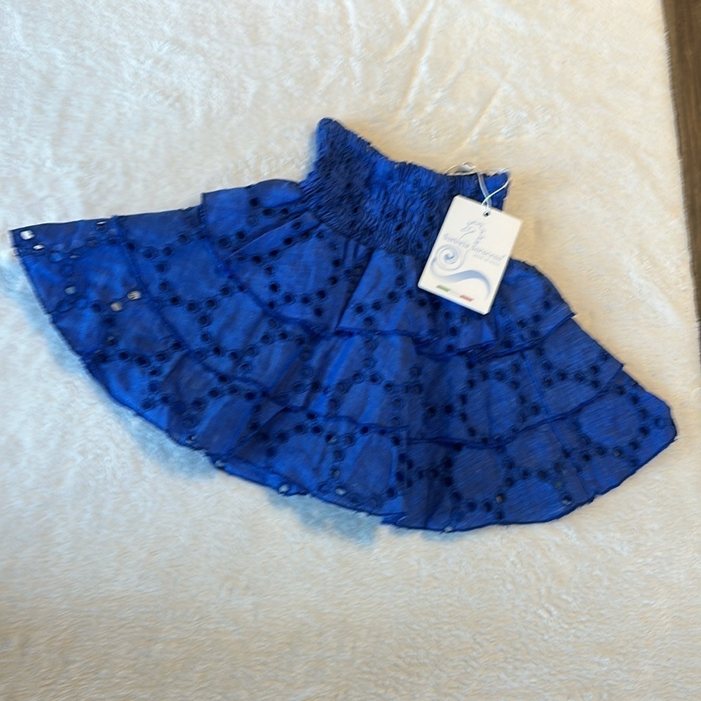 Blue Sequin Layered Skirt - Picture 3 of 4